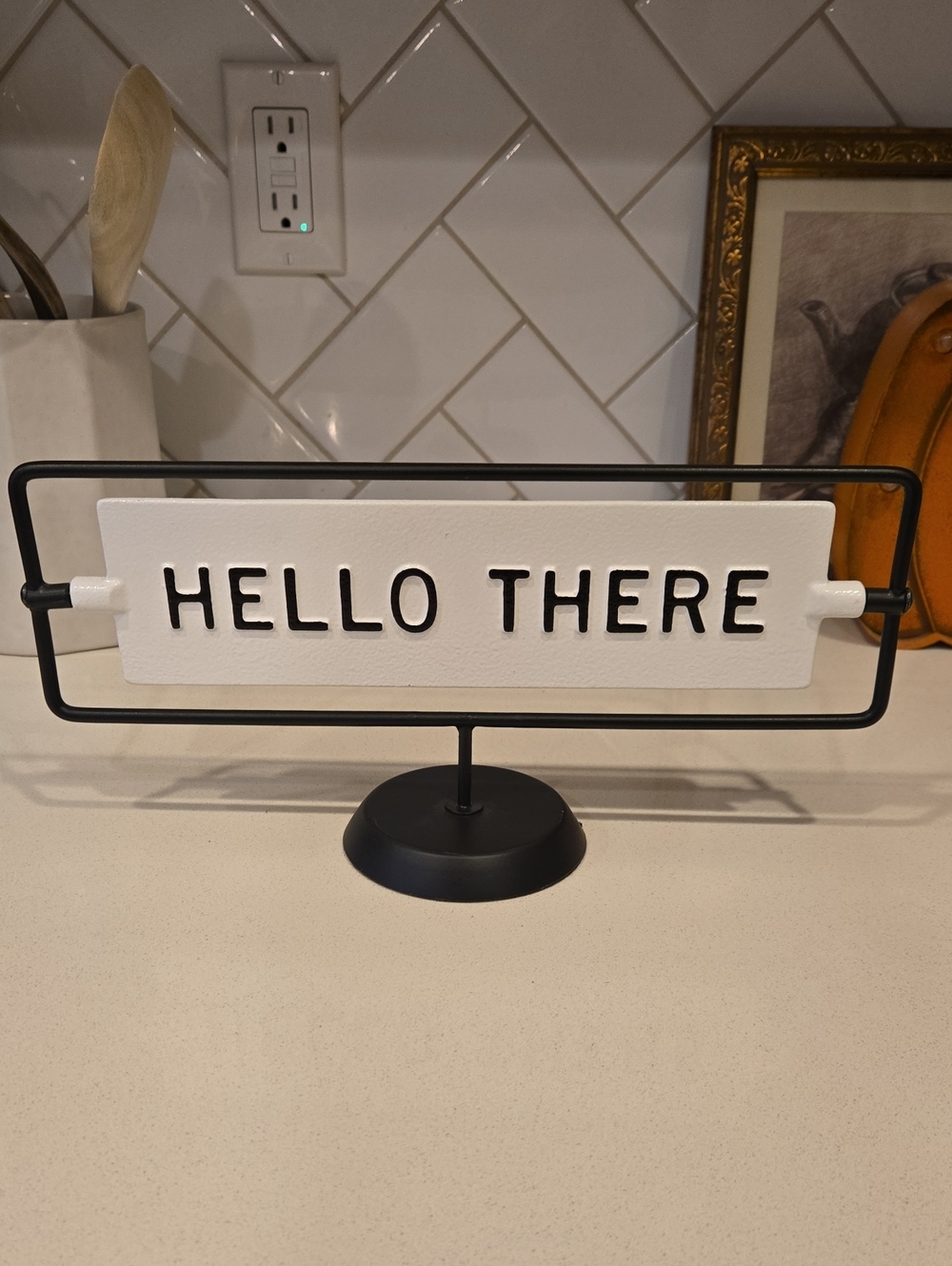 Hearth & Hand Black and White "HELLO THERE" Tabletop Sign